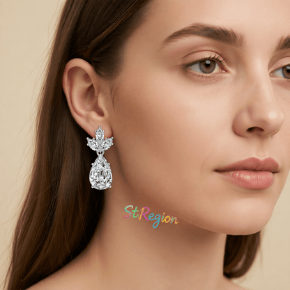 Clear Crystal and Silvertone Pineapple Drop Earrings, silver drop earrings for women, dainty minimalist design, styled look