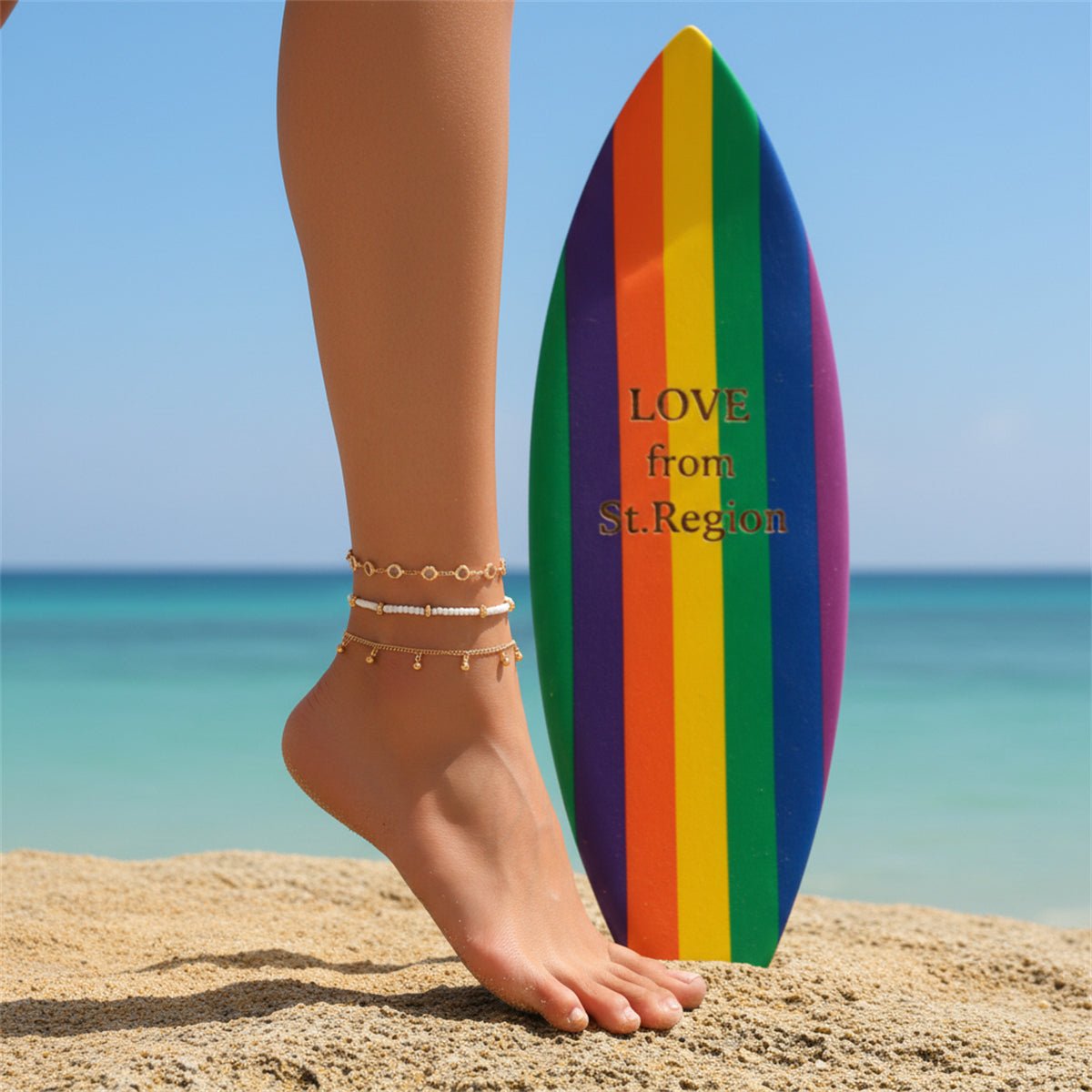 Clear Crystal & White Howlite Goldtone Round Station Anklet Set - Street Region