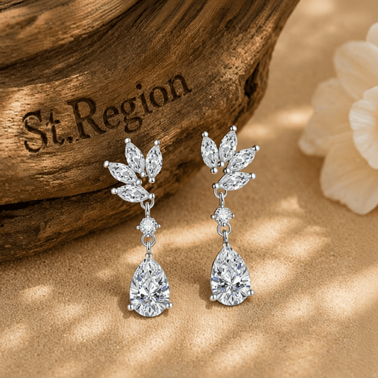 Cubic Zirconia & Clear Crystal Botanical Drop Earrings