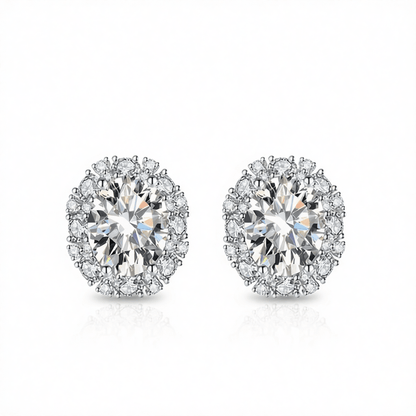 Cubic Zirconia & Clear Crystal Oval Stud Earrings
