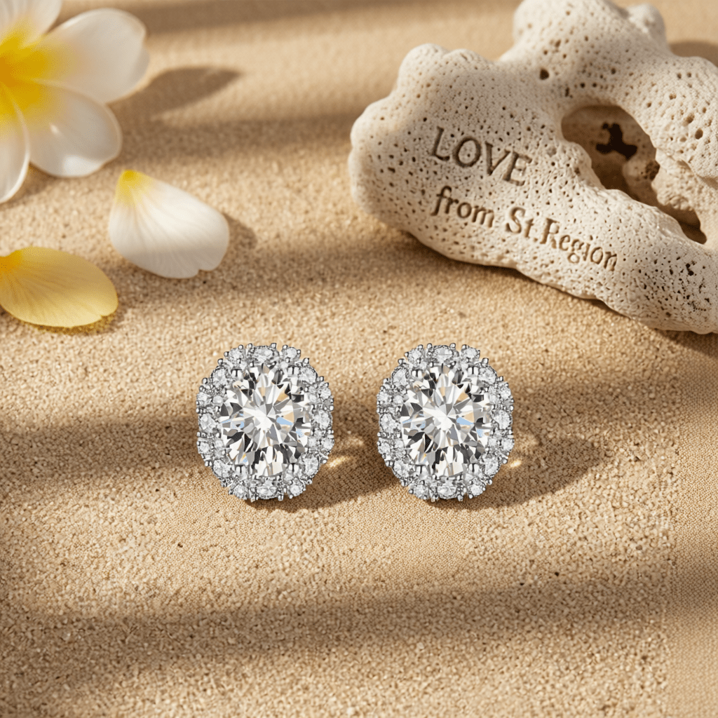 Cubic Zirconia & Clear Crystal Oval Stud Earrings