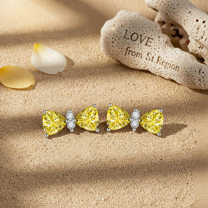 Cubic Zirconia and Yellow Crystal Bow Stud Earrings, cubic zirconia stud earrings for women, everyday style, lifestyle look