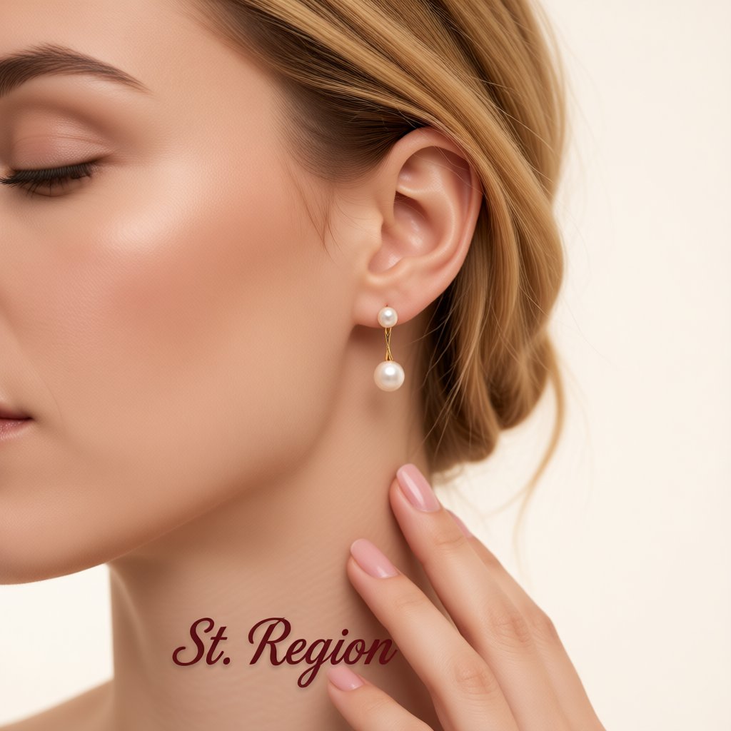Pearl and 18K Gold-Plated Double Drop Earrings, gold drop earrings for women, botanical inspired, styled look