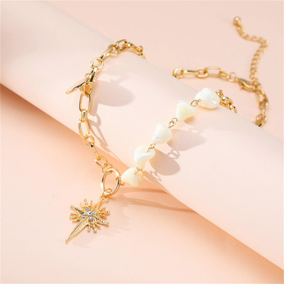 Cubic Zirconia & Shell 18K Gold-Plated Star Pendant Necklace