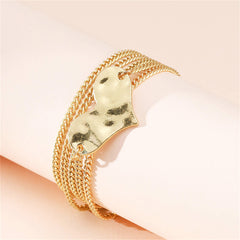 18K Gold-Plated Curb Chain Heart Layered Bracelet