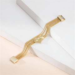 18K Gold-Plated Curb Chain Heart Layered Bracelet