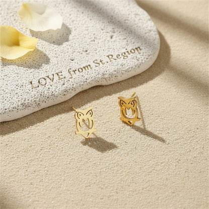 18K Gold-Plated Owl Stud Earrings, gold stud earrings for women, elegant gift for her, lifestyle look
