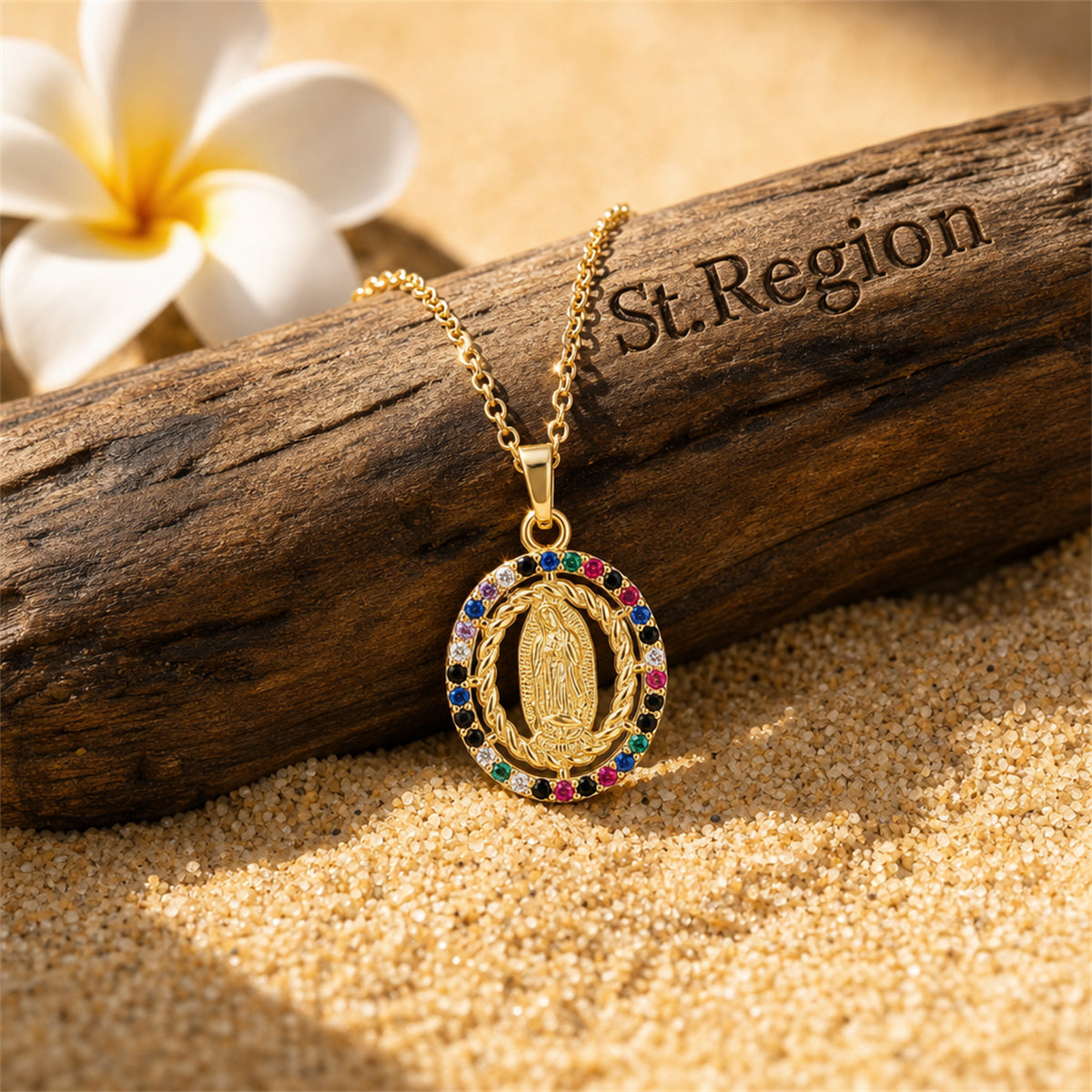 Green Multicolor Cubic Zirconia & 18K Gold-Plated Marry Pendant Necklace - Street Region