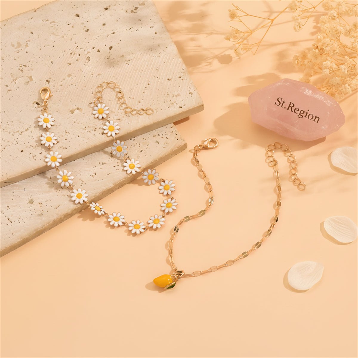 Enamel & Goldtone Mum Stations Mango Charm Anklet Set - Street Region