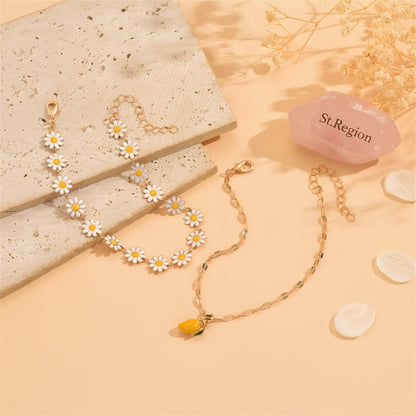 Enamel & Goldtone Mum Stations Mango Charm Anklet Set - Street Region