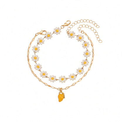 Enamel & Goldtone Mum Stations Mango Charm Anklet Set - Street Region