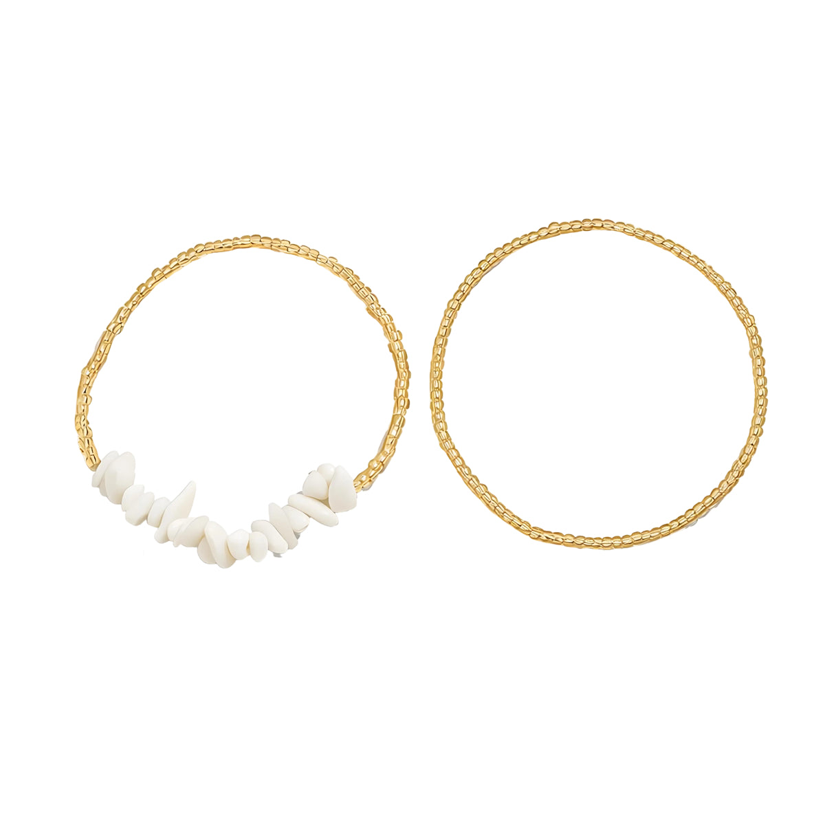 White Turqouise & Acrylic Irregular Beads Stretch Anklet Set - Street Region
