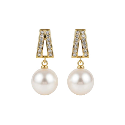Pearl & Cubic Zirconia 18K Gold-Plated Geometric Drop Earrings - Street Region