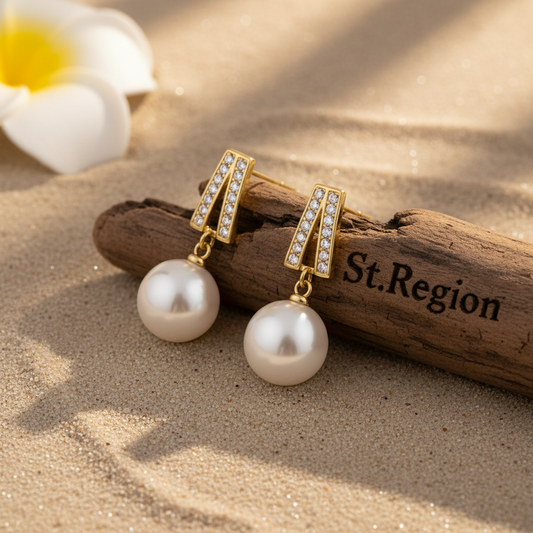 Pearl & Cubic Zirconia 18K Gold-Plated Geometric Drop Earrings - Street Region