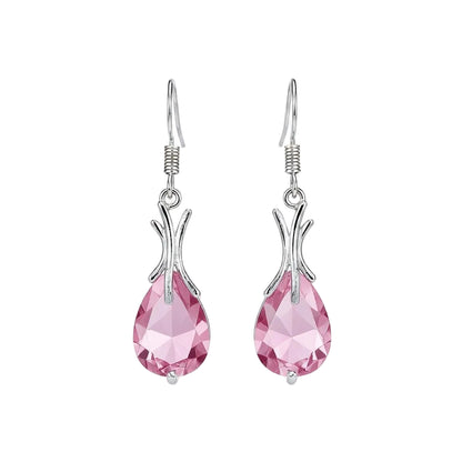 Pink Crystal & Silver-Plated Hook Drop Earrings - Street Region