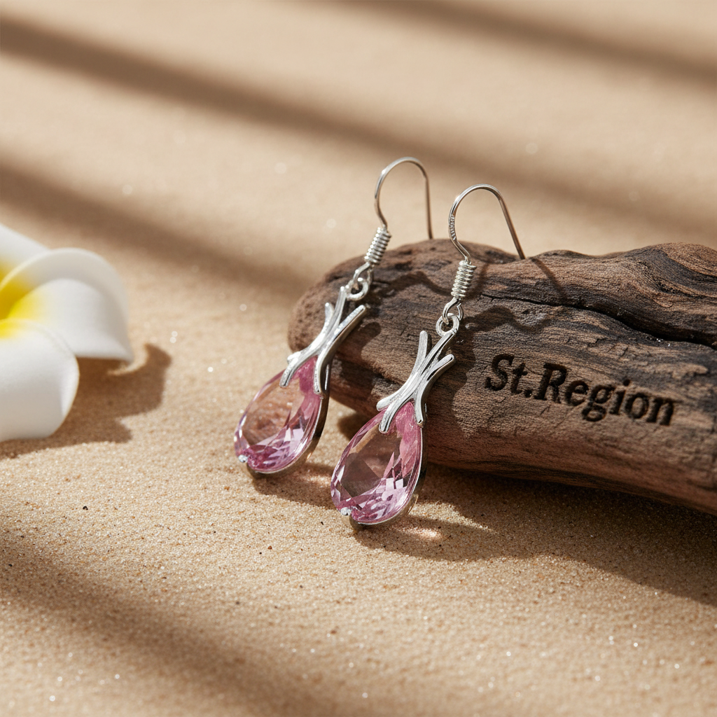 Pink Crystal & Silver-Plated Hook Drop Earrings - Street Region