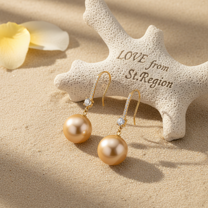 Cubic Zirconia & Champagne Pearl 18K Gold-Plated Dangle Drop Earrings - Street Region