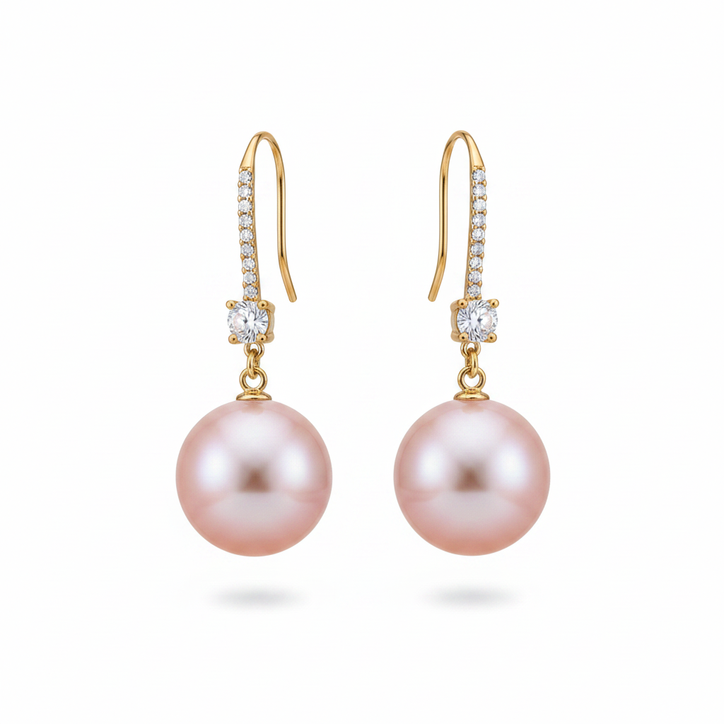 Cubic Zirconia & Pink Pearl 18K Gold-Plated Dangle Drop Earrings - Street Region