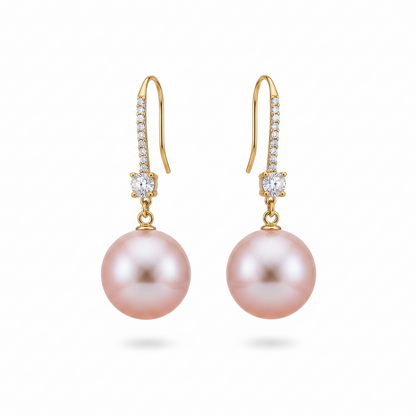 Cubic Zirconia & Pink Pearl 18K Gold-Plated Dangle Drop Earrings - Street Region