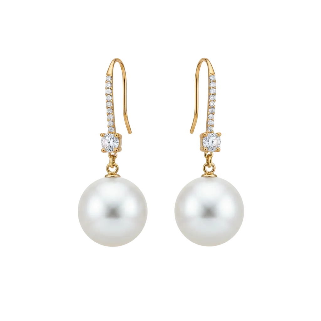 Cubic Zirconia & Pearl 18K Gold-Plated Dangle Drop Earrings - Street Region