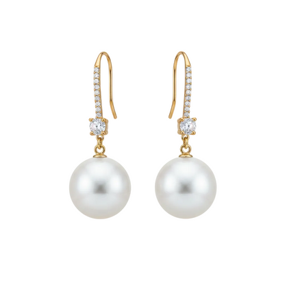 Cubic Zirconia & Pearl 18K Gold-Plated Dangle Drop Earrings - Street Region