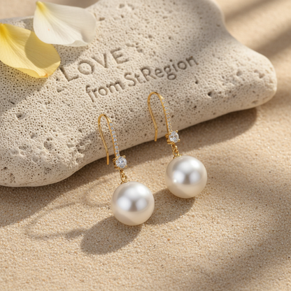 Cubic Zirconia & Pearl 18K Gold-Plated Dangle Drop Earrings - Street Region