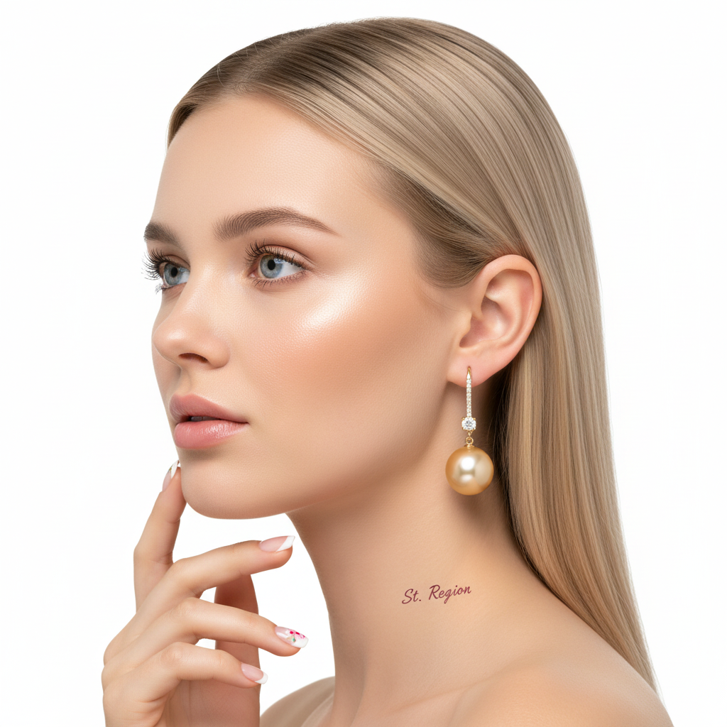 Cubic Zirconia & Champagne Pearl 18K Gold-Plated Dangle Drop Earrings - Street Region