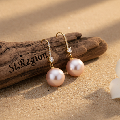Cubic Zirconia & Pink Pearl 18K Gold-Plated Dangle Drop Earrings - Street Region