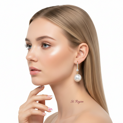 Cubic Zirconia & Pearl 18K Gold-Plated Dangle Drop Earrings - Street Region