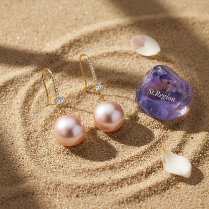 Cubic Zirconia & Pink Pearl 18K Gold-Plated Dangle Drop Earrings - Street Region