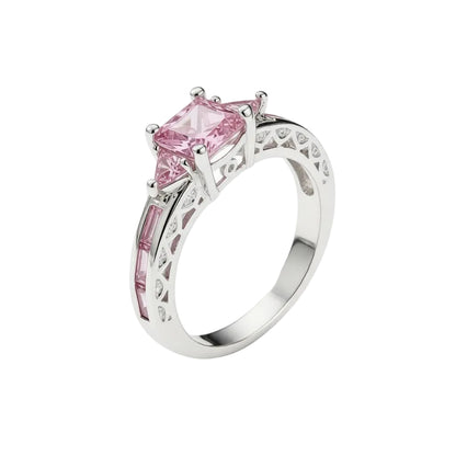 Pink Crystal & Silver-Plated Prong Illusion Ring - Street Region