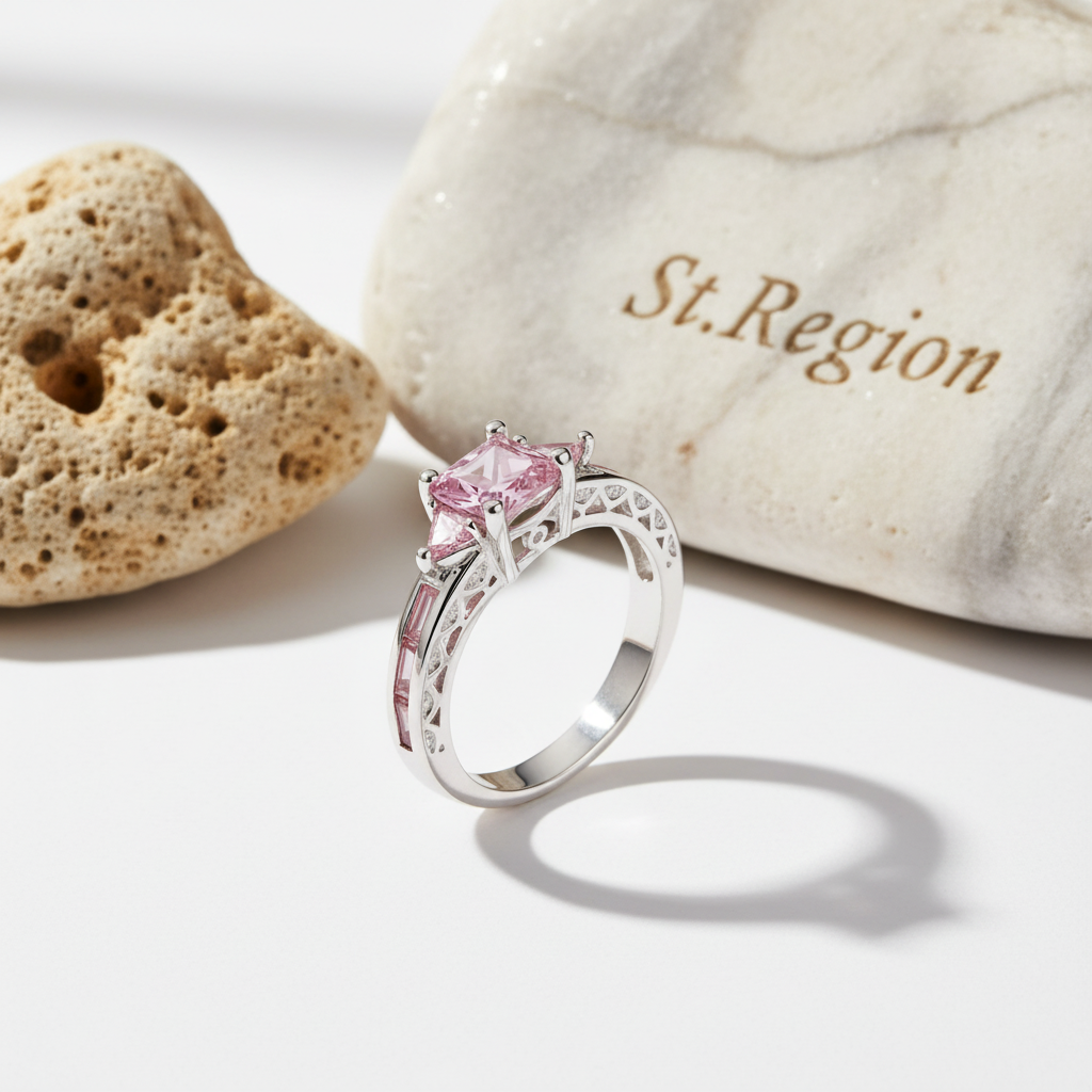 Pink Crystal & Silver-Plated Prong Illusion Ring - Street Region