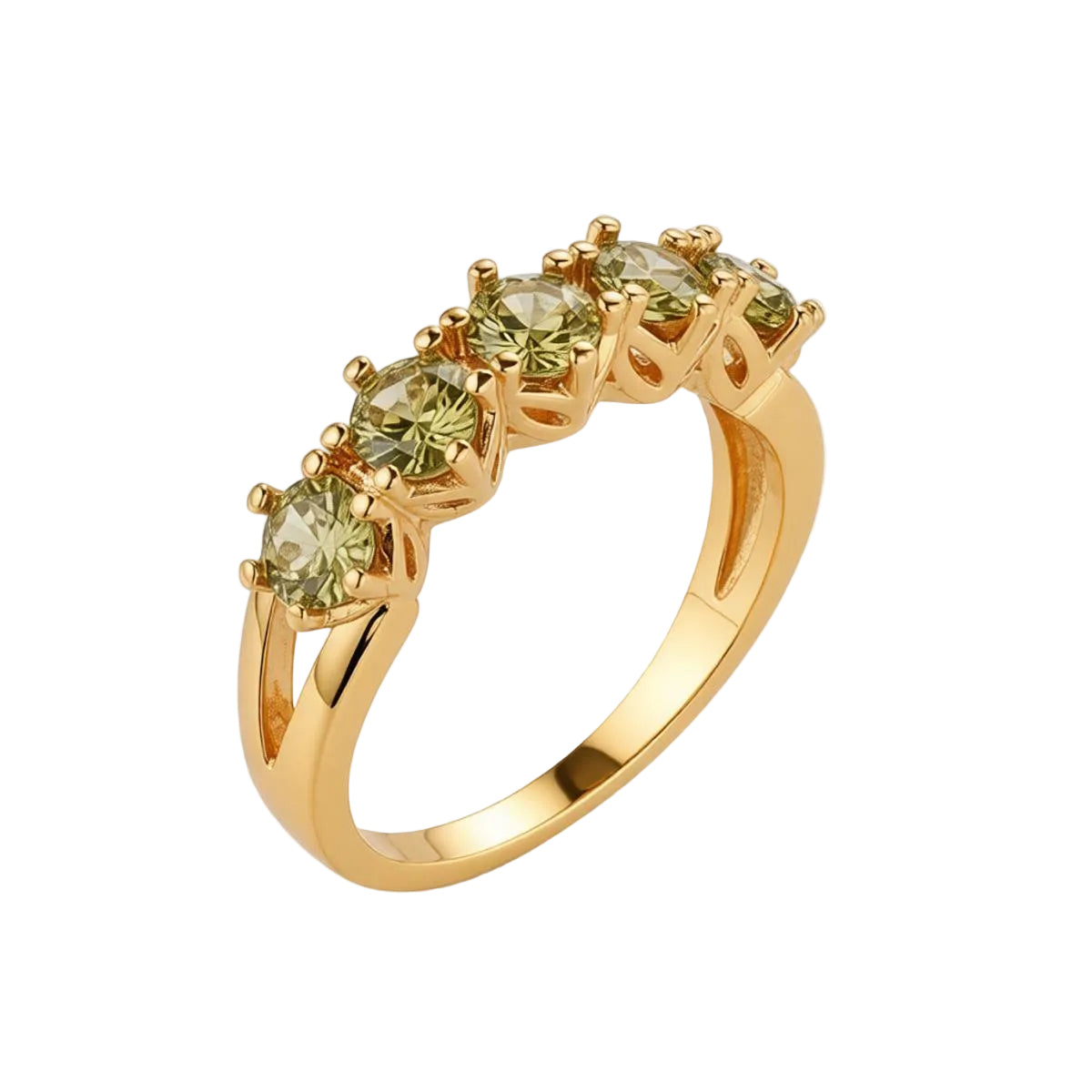 Olive Crystal & 18K Gold-Plated Prong Ring - Street Region