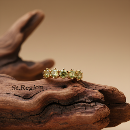 Olive Crystal & 18K Gold-Plated Prong Ring - Street Region