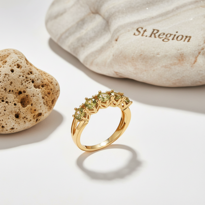 Olive Crystal & 18K Gold-Plated Prong Ring - Street Region