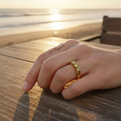 Olive Crystal & 18K Gold-Plated Prong Ring - Street Region