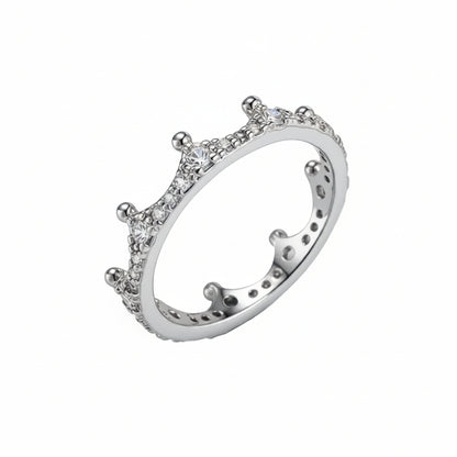 Cubic Zirconia & Silver-Plated Crown Band Ring - Street Region