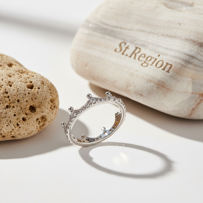 Cubic Zirconia & Silver-Plated Crown Band Ring - Street Region