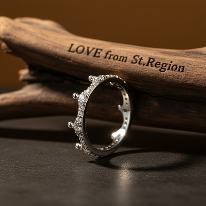 Cubic Zirconia & Silver-Plated Crown Band Ring - Street Region