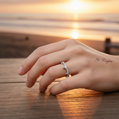 Cubic Zirconia & Silver-Plated Crown Band Ring - Street Region