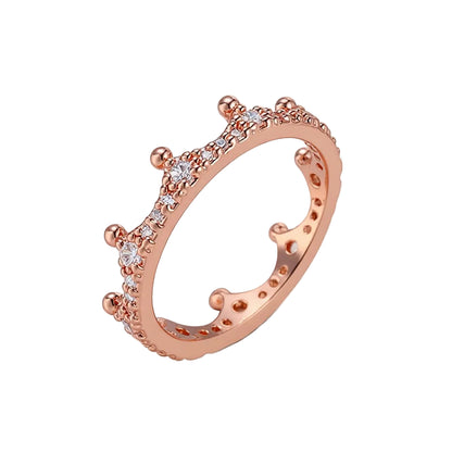 Cubic Zirconia & 18K Rose Gold-Plated Crown Band Ring - Street Region