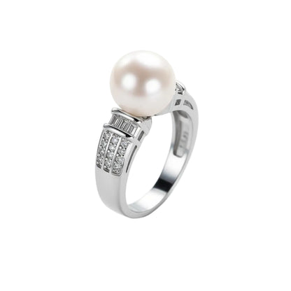 Pearl & Cubic Zirconia Silver-Plated Pavé Ring - Street Region