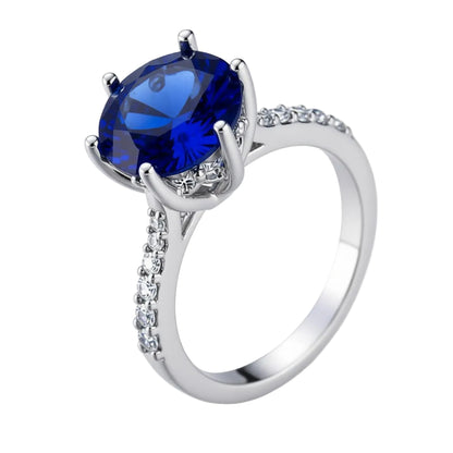 Navy Crystal & Cubic Zirconia Cocktail Ring - Street Region