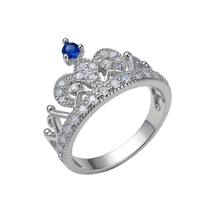 Navy Cubic Zirconia & Silver-Plated Crown Band - Street Region