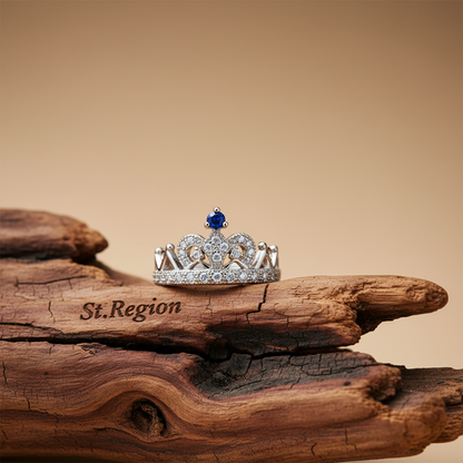 Navy Cubic Zirconia & Silver-Plated Crown Band - Street Region