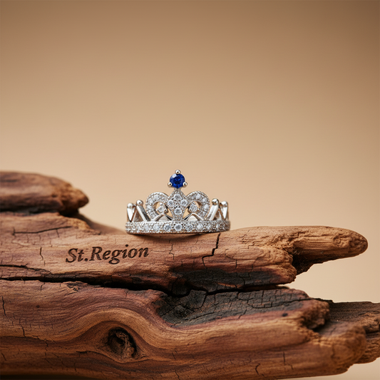 Navy Cubic Zirconia & Silver-Plated Crown Band - Street Region