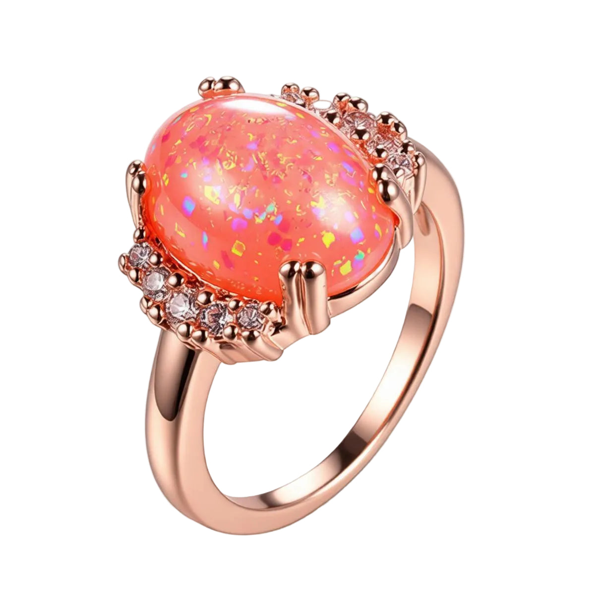 Orange Resin & Cubic Zirconia Oval-Cut Ring - Street Region