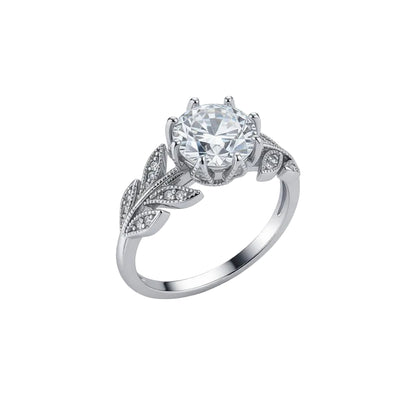 Crystal & Silver-Plated Prong-Set Floral Cocktail Ring - Street Region