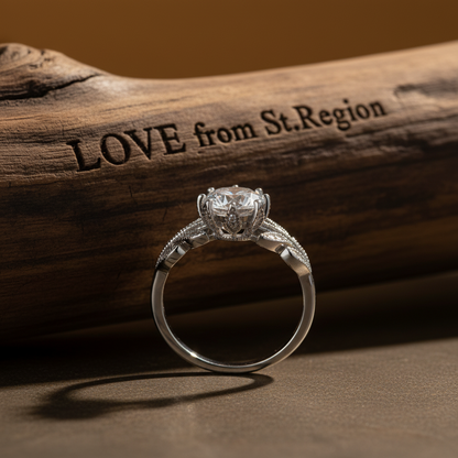 Crystal & Silver-Plated Prong-Set Floral Cocktail Ring - Street Region