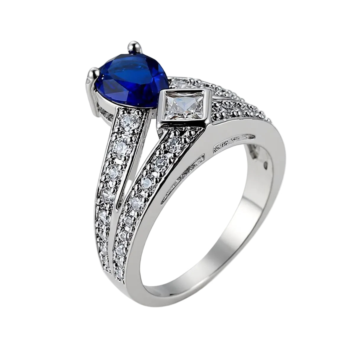 Cubic Zirconia & Navy Crystal Pear Ring - Street Region